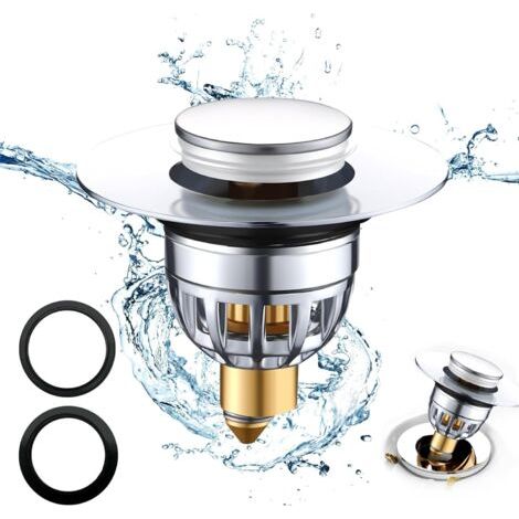 Edelstahl-spülbeckenstopfen, Pop-up-universal-ablaufstopfen, Verbesserter Abflussstopfen, Anti-blockier-abflussfilter, Pull-typ-spülbeckenabfluss, Für Badewanne, Küche, Waschbecken (34 Abflusslöcher)