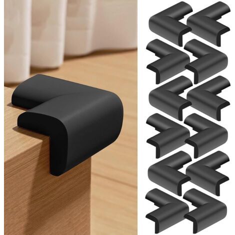 Tischeckenschutz (12er-pack) Mit Vorinstalliertem Doppelseitigem 3m-kleber, Schwarz, Superweich, Für Scharfe Ecken, Tische, Schreibtische, Betten, Möbel Und Wände.