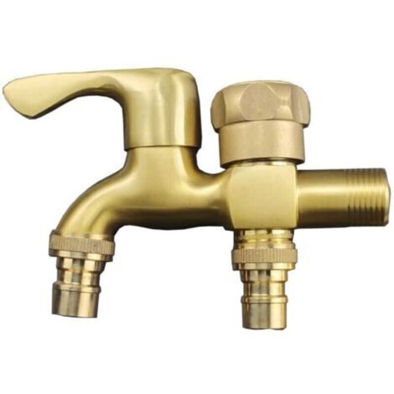 Doppel-wasserhahn, 1/2 Zoll, Garten-wasserhahn, Messing, Außen-wasserhahn, Doppel-auslauf, Frostschutz, Garten-wasserhahn, Waschmaschinen-wasserhahn, Doppelkugel-ablaufhahn Für Garten, Waschmaschine