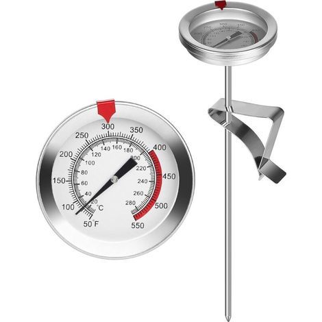 Küchenthermometer, Bratthermometer Aus Edelstahl, 20 Cm, Kochthermometer Mit Clip, 20–280 °c, Fleischthermometer, Kaffeethermometer Für Truthahn, Grillen, Speiseöl