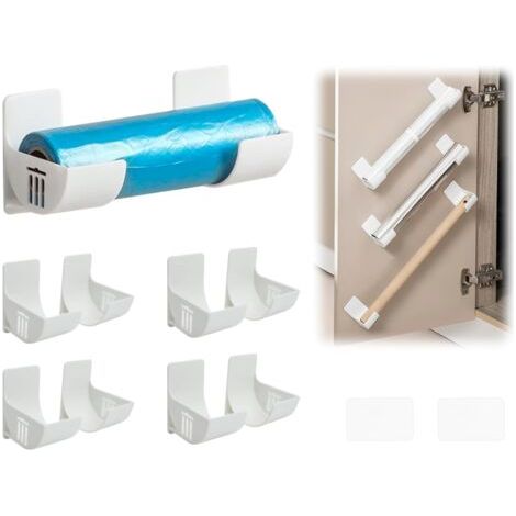 Aufbewahrungshalter Aus Kunststofffolie – Selbstklebender Wandhalter Mit 4 Paaren Für Schränke, Badezimmer, Kühlschrank, Küche, Weiß