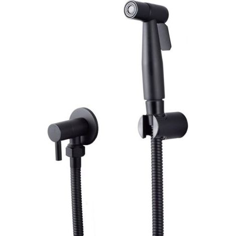 Wc-lanzen-set Aus Edelstahl 304, Stanzfreie Wc-spülungs-booster-düse, Hand-bidet-sprühgerät Mit Schlauch Und T-ventil, G1/2 Zoll, Schwarz