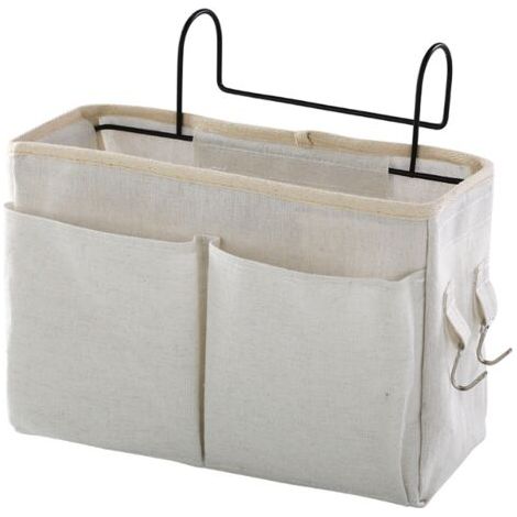 1 Stück (weiß) Betttasche, Wasserdichtes Canvas-bettregal, Organizer, Hängender Nachttischkorb, Betttasche Für Zuhause, Büro, Schule