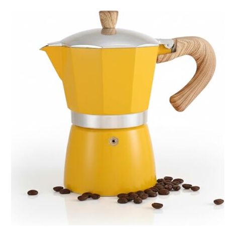 Italienische Kaffeemaschine, 300 Ml Cafetiere Moka, Espresso-kaffeemaschine Für Die Zubereitung Von Italienischem Espresso, Kompatibel Mit Keramikherd, Elektrischem Gasherd, Kompatibel (gelb)