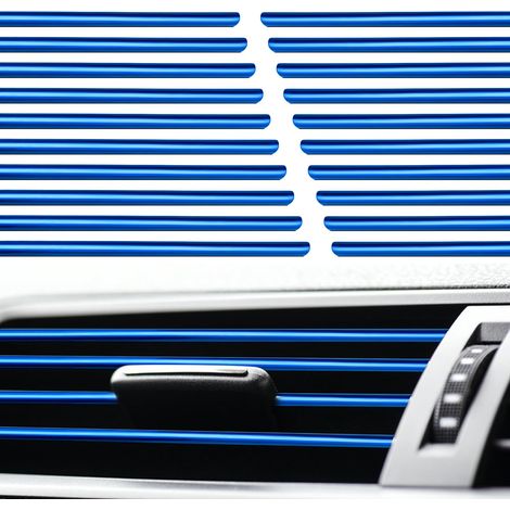 Lot Von 20 Blauen Dekorativen Baguettes Für Autoklimaanlagen, Verchromtem Pvc, Dekorationszubehör Für Automobilklimaanlagen