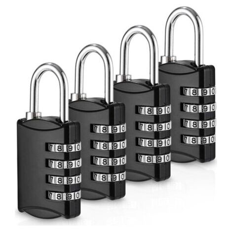 4 Pièces Cadenas Code, Cadenas 4 Chiffres, Cadenas Valise, Cadenas Code Exterieur Résistant Aux Intempéries, Cadenas Casier Alliage De Zinc, Pour Abri De Jardin, Gym, Garage, Ecole