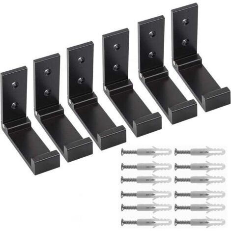 6 Stück Klapphaken, Faltbare Aluminium-wandhaken, Kleiderhaken, Kopfhörerhalter, Für Kopfhörer, Mantel, Küche, Badezimmer, Schlafzimmer (schwarz)