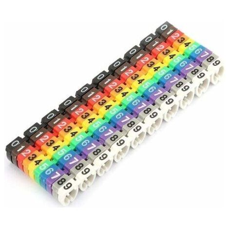 Kabelmarkierung, Codierter Digitaler Kabelmarkierungsclip Mit Der Nummer 09, Bunter Kabelmarkierer Vom Typ C Aus Kunststoff, Anti-lose (6,0 Mm², 100 Stück)