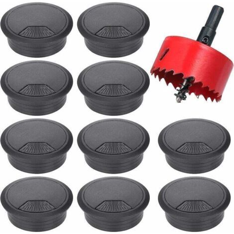 Heißer Verkauf - 10 Stück Schreibtisch-kabeltülle, 60 Mm Computer-kabeltülle Mit Lochsäge, Kabel-concealer Für Rundkabel, Draht-organizer Für Zuhause Und Büro,