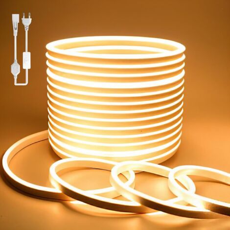 5 Meter Wasserdichter Warmweißer Led-lichtstreifen Für Den Außenbereich, 220-v-neon-led-lichtstreifen, Ip65 Wasserdichter, Flexibler Und Zerbrechlicher Innen-/außenlichtstreifen, Netzteil Im Lieferumf