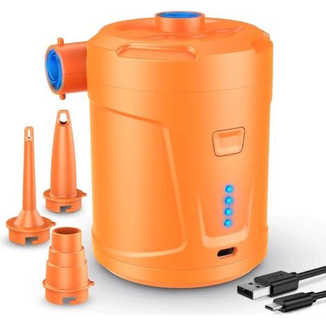 Elektrische Luftpumpe, Wiederaufladbarer 5200-mah-akku, Luftmatratzen-inflator Mit 3 Düsen, Schneller Inflator Für Schlauchboote Und Luftmatratzen.