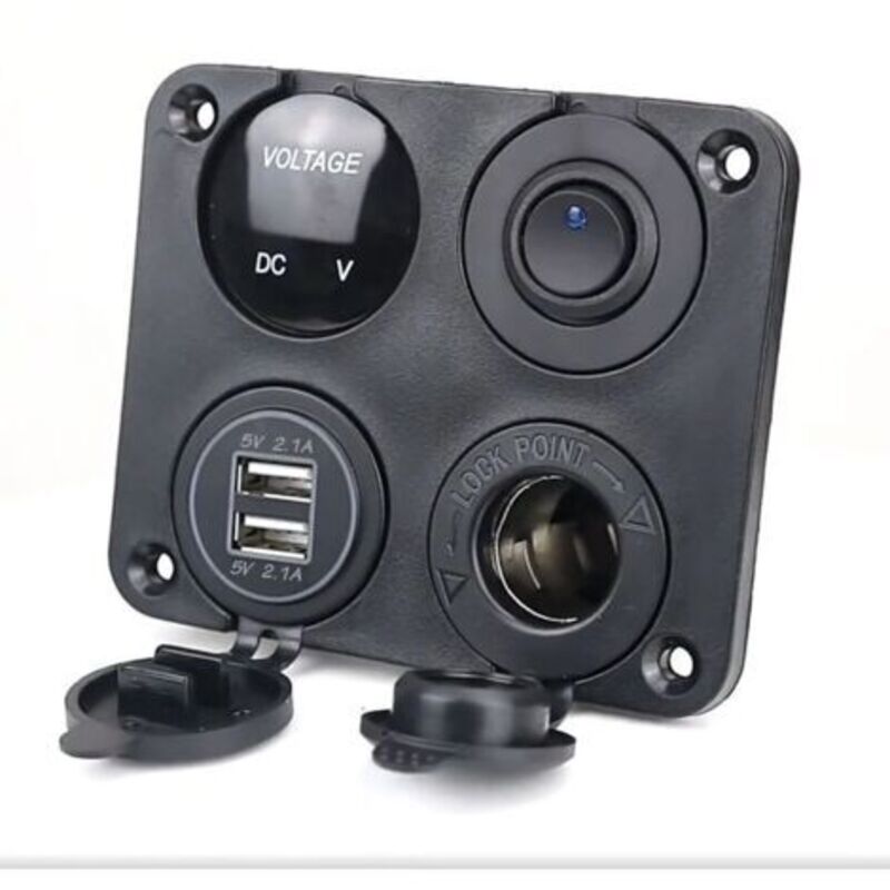4-in-1-autoladegerät-kommutierungsmodul Mit Dual-usb-ladegerät + Led-voltmesser + Ein-/aus-schalter Für Klappe + Zigarettenanzünder Für Marinebatterien