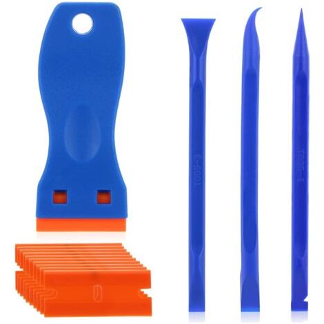 Mini-kunststoffschaber Mit 10 Kunststoffklingen Und 3 Doppelseitigen Reinigungspads, Mehrzweck-kunststoffschaber-set, Kratzfeste Werkzeuge
