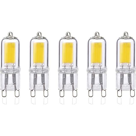 Ein Ensemble Aus 5 Led-ampullen G9 2w, Weißes Licht 6000k, 250 Lumen, Lichtwinkel 360°, 80+ Ra, Ac 220-240v, Nicht Dimmbar.