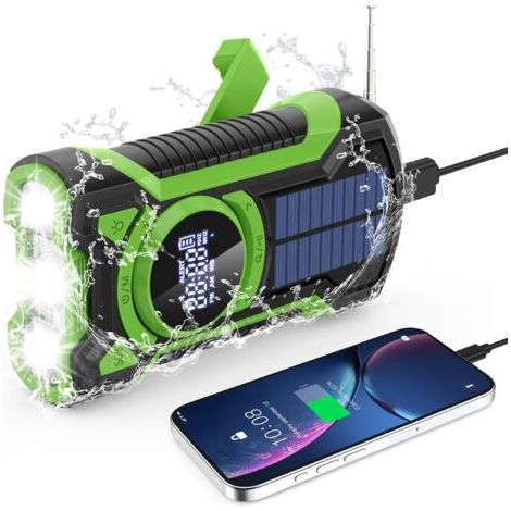 5000 Mah Notfallradio, Wasserdichtes Bluetooth-solarradio, Wiederaufladbare Handkurbel-powerbank (globaler Empfänger), Taschenlampe, Led-lampe, Usb, Sos-stromausfälle