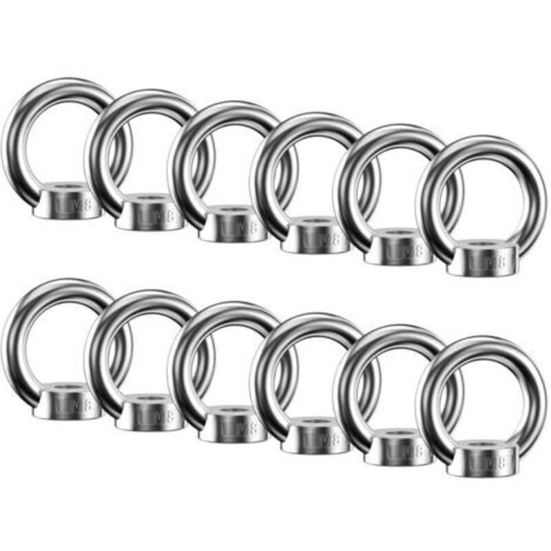 Von 12 Stück Geschmiedet In Anneau, D'Écrous À Anneau Und Acier Inoxydable 304, Ecrou A Oeil M8, Ecrous À Oeil, Anneaux De Levage, Boulon À Oeil Für Les Accessories De Levage Und Raccord De Corde