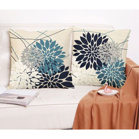 Geometrischer Kissenbezug In Cyan Und Marineblau, 45 X 45 Cm, Moderne Dekoration Für Sofa, Garten
