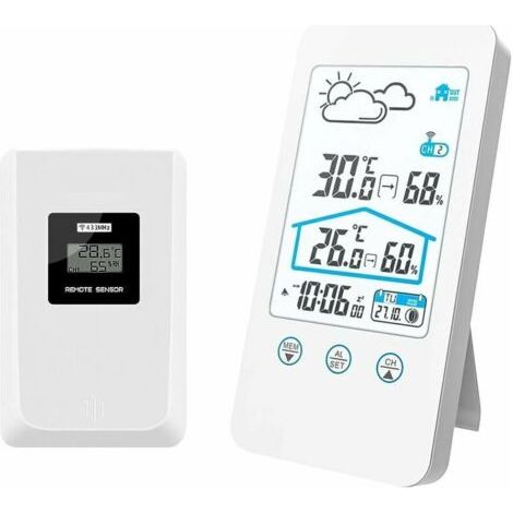 Stations-météo Ohne Fil, Numerisches Innenthermometer Ohne Fil Für Den Innenbereich, Barometer Der Luftfeuchtigkeit, Stations-météo Mit Capteur Extérieur (weiß)