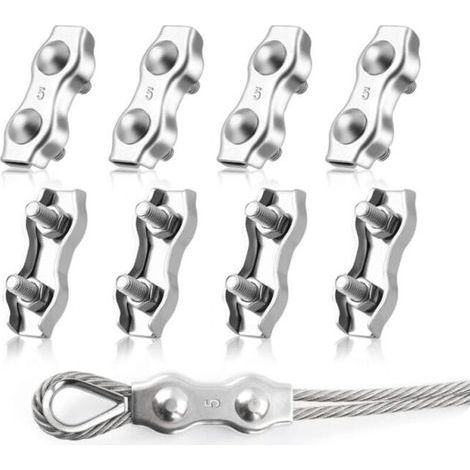 8 Stück M5 Duplex-clips, Drahtklemmen, Duplex-metallkabel Aus Rostfreiem Edelstahl 304, 5 Mm Klemmkabel Für Kabel Und Metallkabel, Sonnensegel