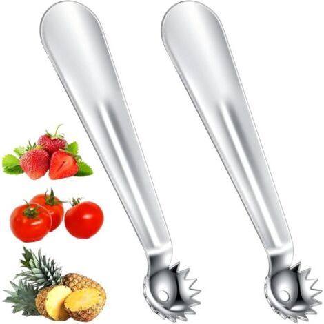 2 Stück Edelstahl-tomatenentkerner, Multifunktionaler Pariser Löffel Für Erdbeeren, Obst- Und Gemüseschäler, Ergonomischer Griff, Küchenutensilien Für Tomaten, Erdbeeren