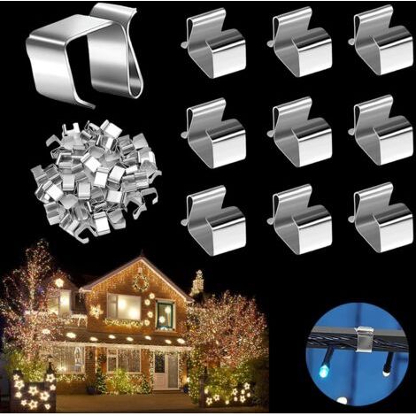 60 Stück Dachrinnenhaken Für Lichterketten, Außendachrinnenhaken, Metall-lichthaken Für Außenbeleuchtung, Edelstahl-weihnachtslicht-clips