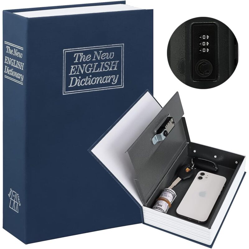 Versteckter Safe In Buchform Mit Code – Tragbarer Safe – Blau –