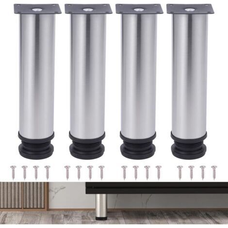 4pcs Tischbeine Aus Edelstahl, Silber, 18 Cm, Tischbeine Aus Metall, Tischbeine (18cm Hauteur, Argenté)