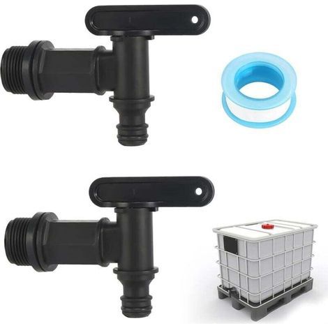 Zwei Robinetteries Für Pluie-récupérateur Mit Gemeinsamem Téflon-sortie-ibc 3/4" Und Ersatzstück