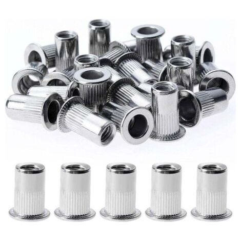 150 Stück Gewinde-flachkopfnietmuttern, M4 Edelstahl-gewindenietmuttern, Verschiedene Gewindeeinsätze Für Kunststoffgewinde (9 Mm X 11 Mm)