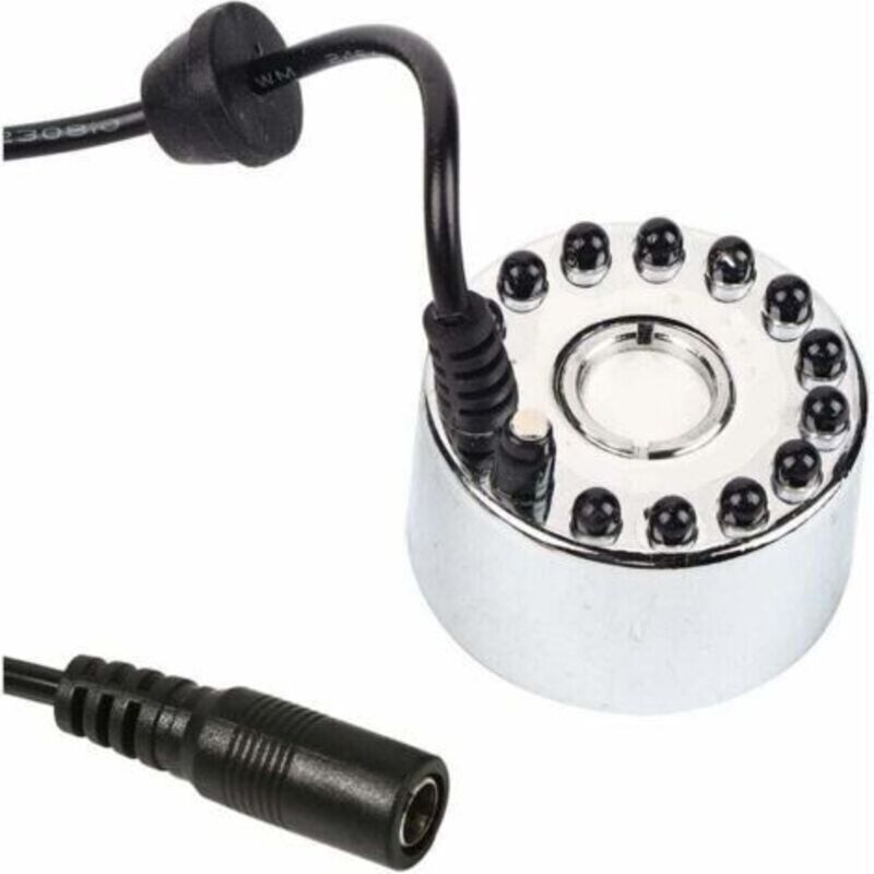 Nebelgerät, Wechselnder Ultraschall-nebelgerät Für Wasserbrunnen, Teichzerstäuber, Luftbefeuchter, 12 Leds, 24 V, Farbe (dreifarbverlaufszerstäuber + Eu), Ultraschall-led-nebelgerät