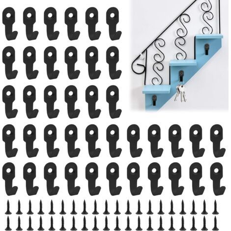 40 Stück Wandhaken, Schwarze Schlüsselhaken, Mini-wandhaken Aus Edelstahl Zum Einschrauben, Einfache Und Stabile Kleiderhaken Aus Eisen Für Schlafzimmer, Wohnzimmer Und Küche