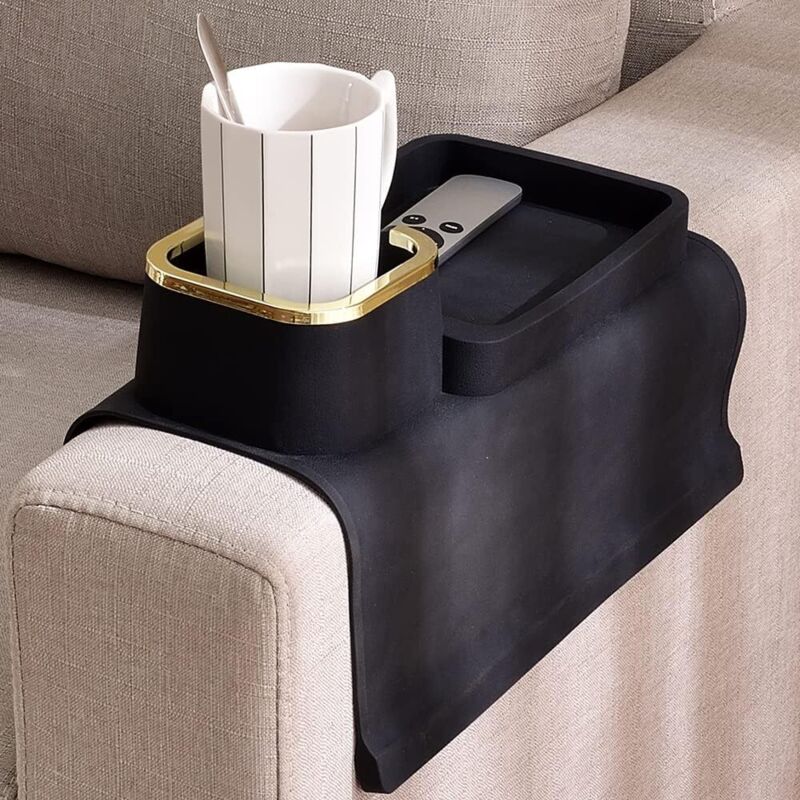 Getränkehalter Für Sofa – Organizer – Ablageschale – Silikon – Schwarz