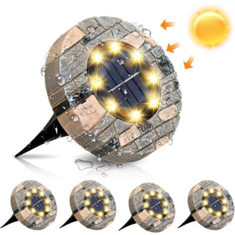Msbd Lumière Solaire Extérieur Jardin Au Sol (4er-pack 3000k)