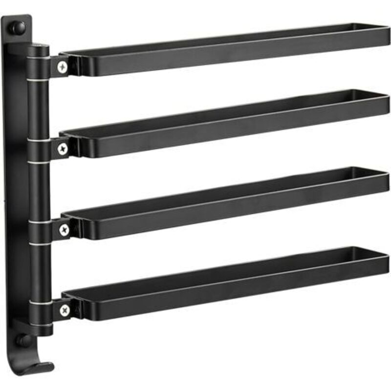 Porte-serviettes Mural Mit 4 Barres Rotatives – Séparation Sèche Et Humide Pour Douche Et Cuisine (schwarz)