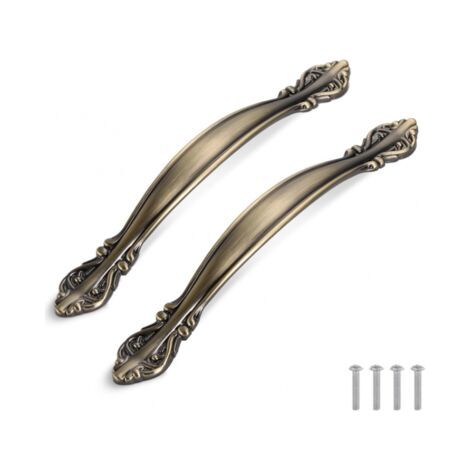 Set Mit 2 Antiken Vintage-bogenschrankgriffen – Möbeltürgriffe (lochabstand 128 Mm) – Bronzegrün