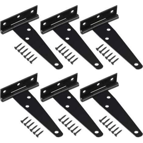 Set Mit 6 T-scharnieren Mit Befestigungsschrauben, Robustes Türscharnier Für Scheunentore, Holztore Und Fenster, Schwarz