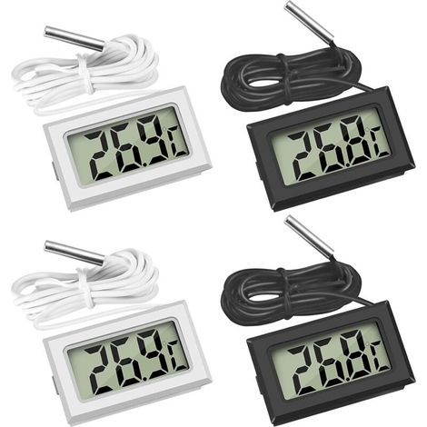 Mini-lcd-digital-thermometer Für Kühlschrank, Gefrierschrank, Aquarium, Schwarz Und Weiß (4 Stück)
