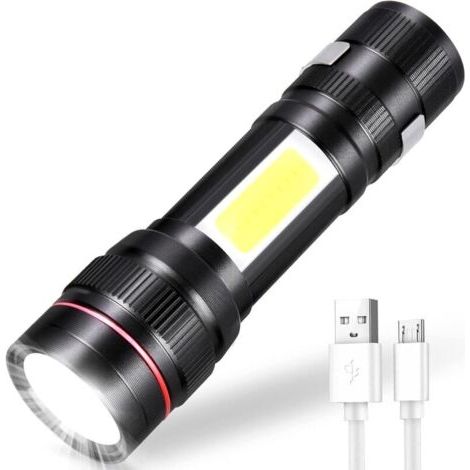 800lm Wiederaufladbare Led-taschenlampe – Taschenlampe Mit 3 Modi, Zoombares Taktisches Licht Für Camping, Wandern Und Notfälle