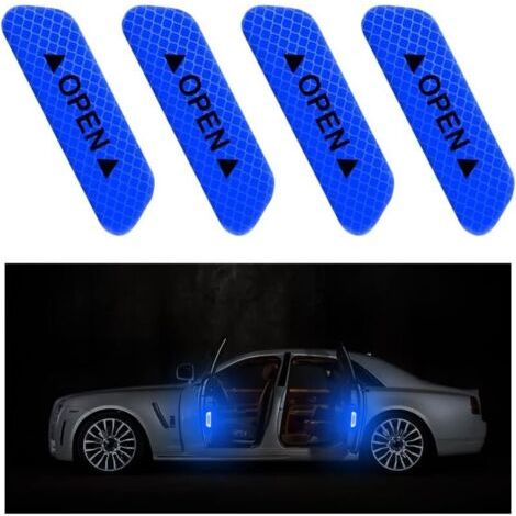 4 Stück Autotüraufkleber, Türöffnungs-erinnerungsaufkleber, Wasserdichte, Reflektierende Antikollisionsaufkleber, Autozubehör Für Den Außenbereich (blau)