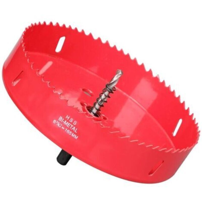 Pr Scie Cloche Bi-métal 165mm, M42 Hss Bimétallique Scie Trépan Mit Foret De Centrage Pour Robuste Perceuse À Percer Pour Fer, Aluminium, Wood, Cloison Sèche, Tuyau, Panneau De Fibers De Bois/rouge