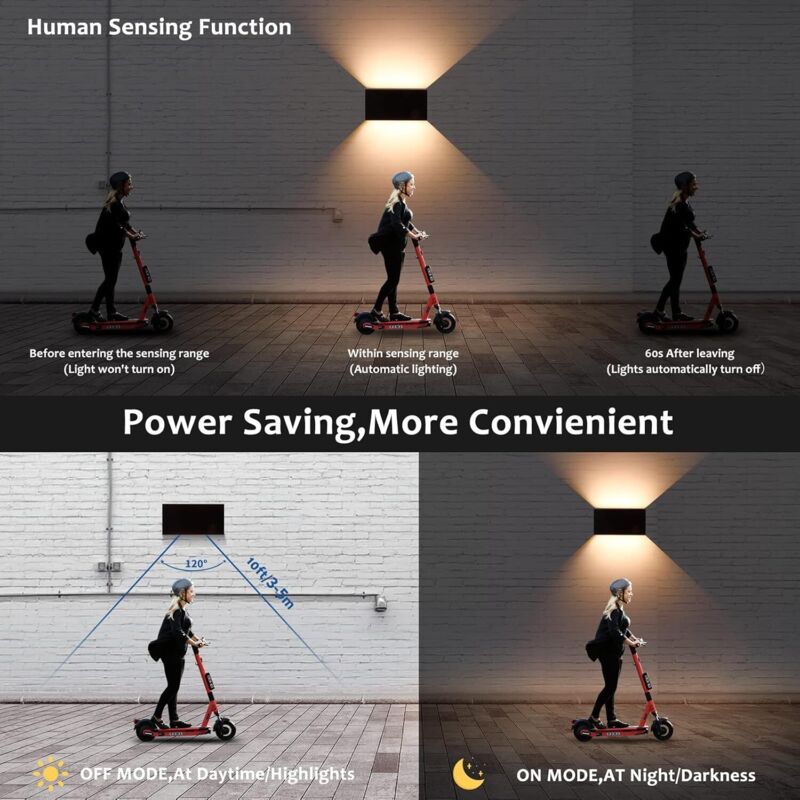 24w Led-wandleuchten Für Den Innen- Und Außenbereich Mit Bewegungsmelder, Höhenverstellbar, Warmweißes Licht, Wasserdicht Ip65. Ideal Für Den Garten, Treppen,