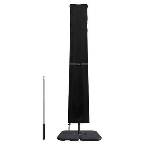Schwarze Versetzte Sonnenschirmabdeckung (240 X 57/57 Cm), 420d Oxford-gewebe, Wasserdicht, Winddicht, Uv-beständig, Mit Reißverschluss Und Teleskopstange