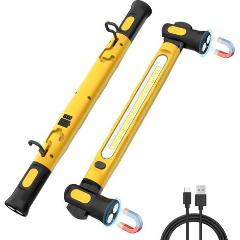 Baustellenleuchte Für Scheinwerfer, Haubenlichtleiste, 3000 Lumen Magnetische Led-leiste Mit Haken, Kabellose Wiederaufladbare Haubenlampe Mit 5200 Mah