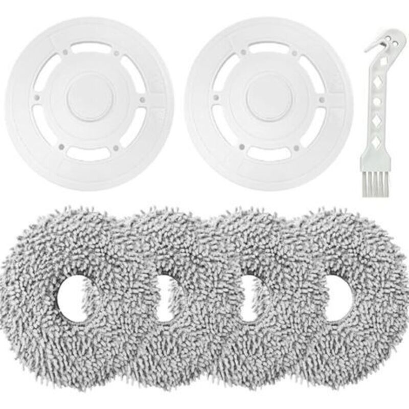 Set Mit 4 Reinigungstüchern Und 2 Austauschhalterungen Für Den Saugroboter Ecovacs Deebot T20 Omni / T20e Omni (4 + 2 Teile)
