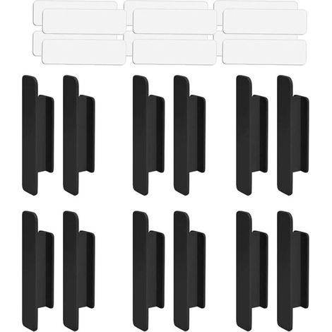 12er-pack Selbstklebende Kunststoff-türgriffe Für Terrassentüren, Schubladen, Schränke Und Kühlschränke (schwarz)