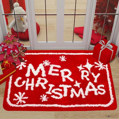 Weihnachtsteppich, 50 X 80 Cm, Dekorative Fußmatte, Rutschfeste Willkommensmatte Mit Weihnachtsmuster, Für Heimdekoration