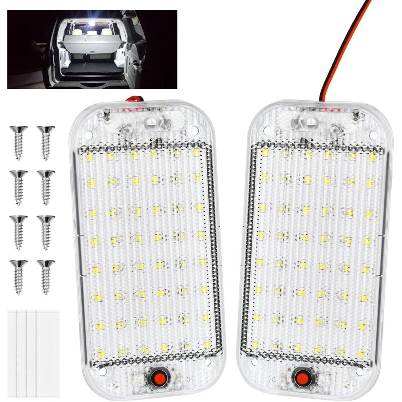 Led-innenlichtleiste, 2 Stück, 48 Leds, 12 V, 10 W, Mit Ein/aus-schalter, 800 Lm Weiße Lichtleiste Für Auto/lkw/wohnmobil/boot/van