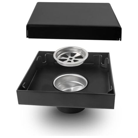 Duschablauf, Schwarzer Quadratischer Bodensiphon Aus Edelstahl, Unsichtbares Design, Abflussloch Mit 40 Mm Durchmesser, Anti-insekten Und Gerüche, Weit Verbreitet In Der Innenentwässerung