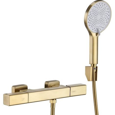 Badewannenarmatur Mit Heißem Und Kaltem Wasser, Wandmischbatterie, Badewannenarmatur Mit Zwei Funktionen, Duscharmatur Mit Drei Funktionen, Handbrause, 150 Cm Duschschlauch, Gold-set