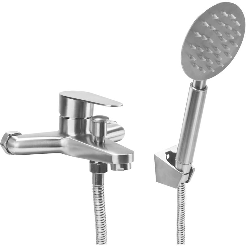 Badewannenarmatur Mit Handbrause, Badewannenarmatur Aus Edelstahl Mit Schlauch Und Wandhalterung, Einhand-badewannenarmatur, Badezimmer-duscharmatur (silber)